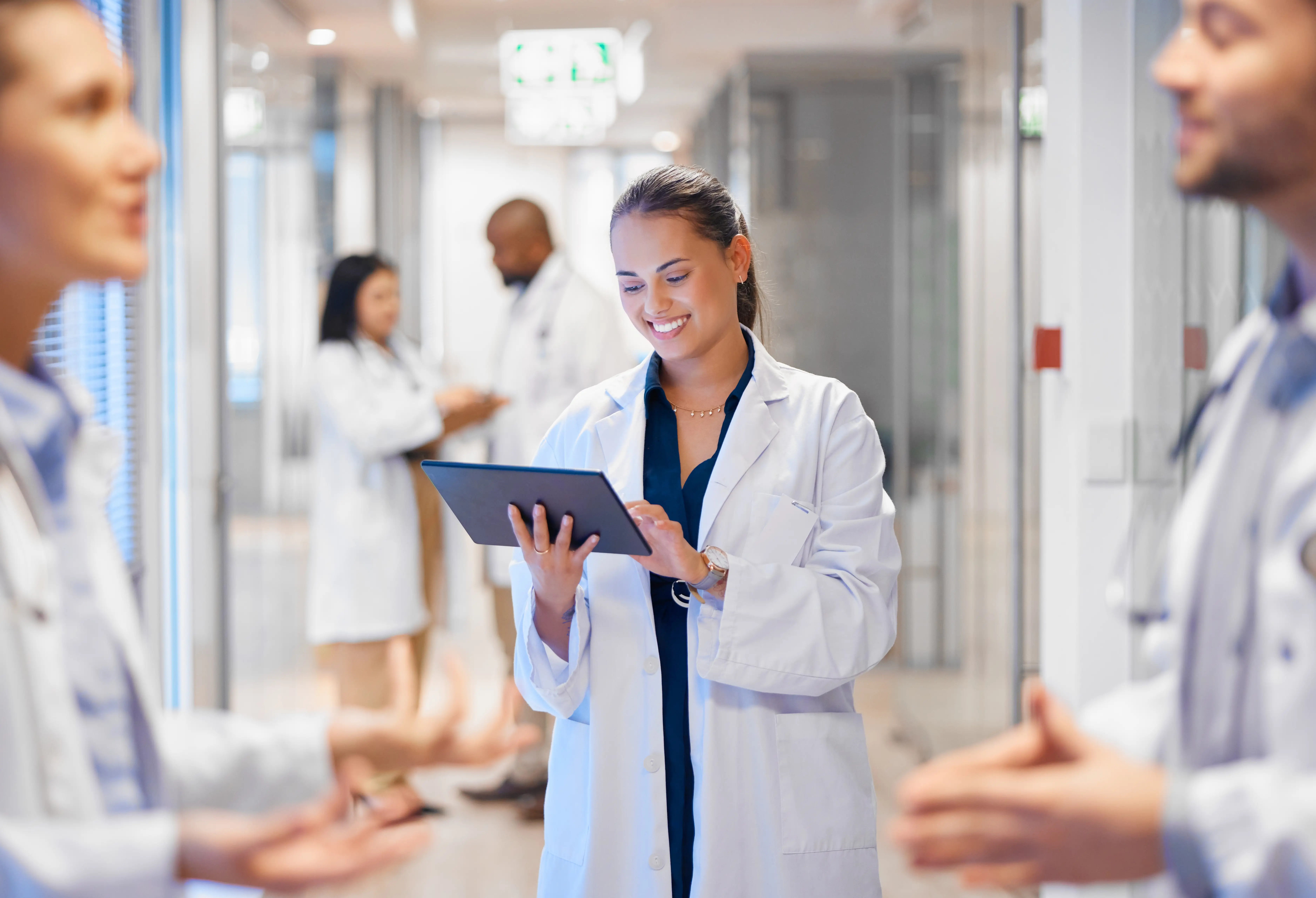 Clinician in care setting using Force Therapeutics on tablet to conduct Principal Care Management (PCM) activities