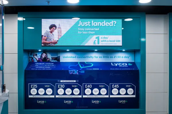 Photo of Sim Local store, showing an array of SIM Card plans.