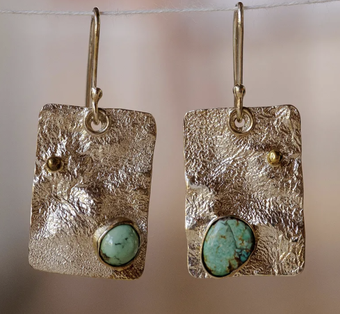 Textured turquoise earrings