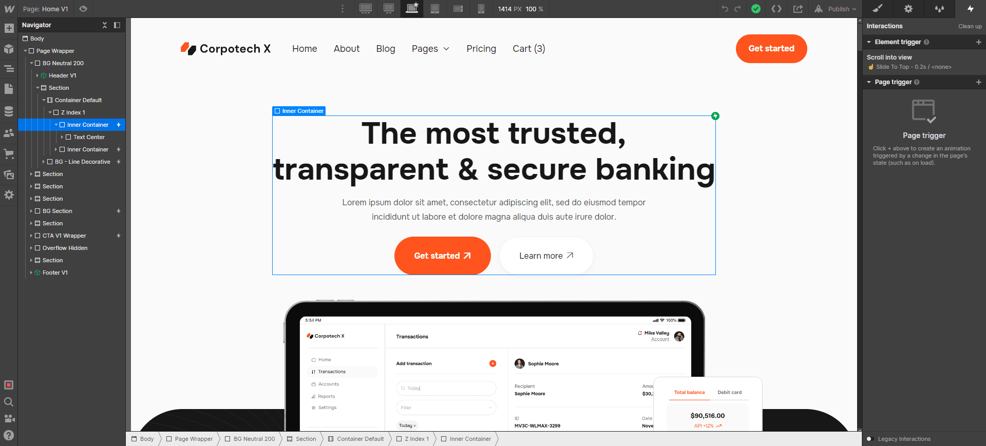 Corpotech X Webflow Template And Ui Kit Animations
