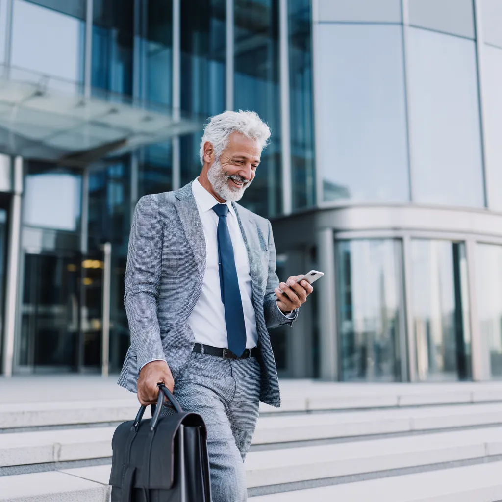 Business man using personal productivity planner online for habit tracking and task management