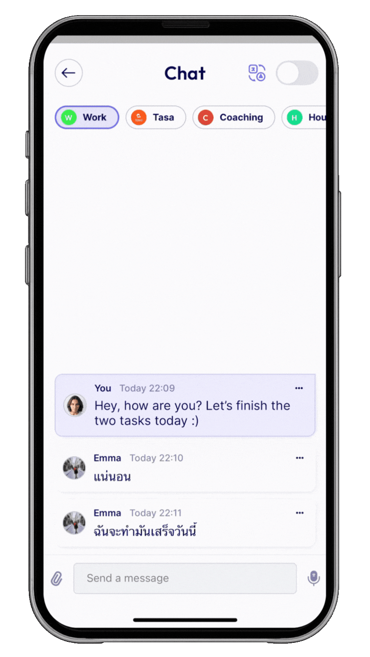 A demonstration of Tasa app AI life translation