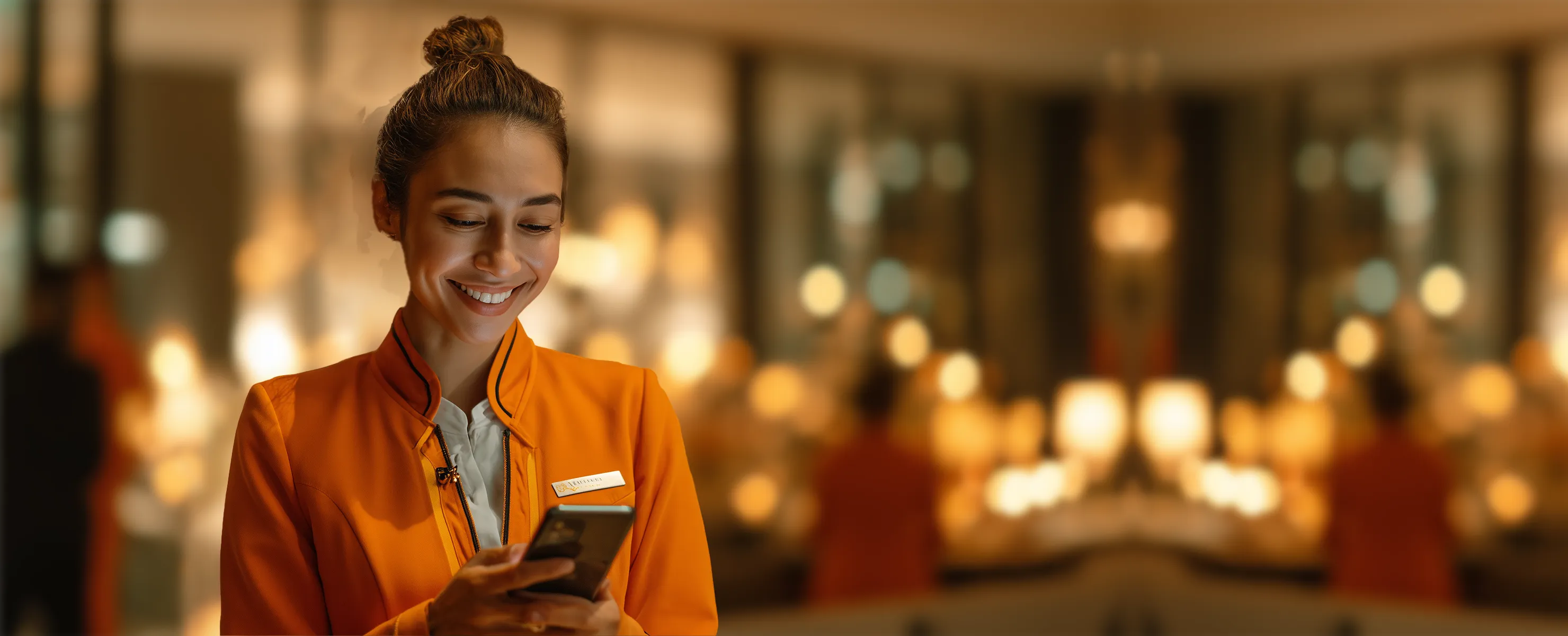 Happy hotel staff using tasa.app