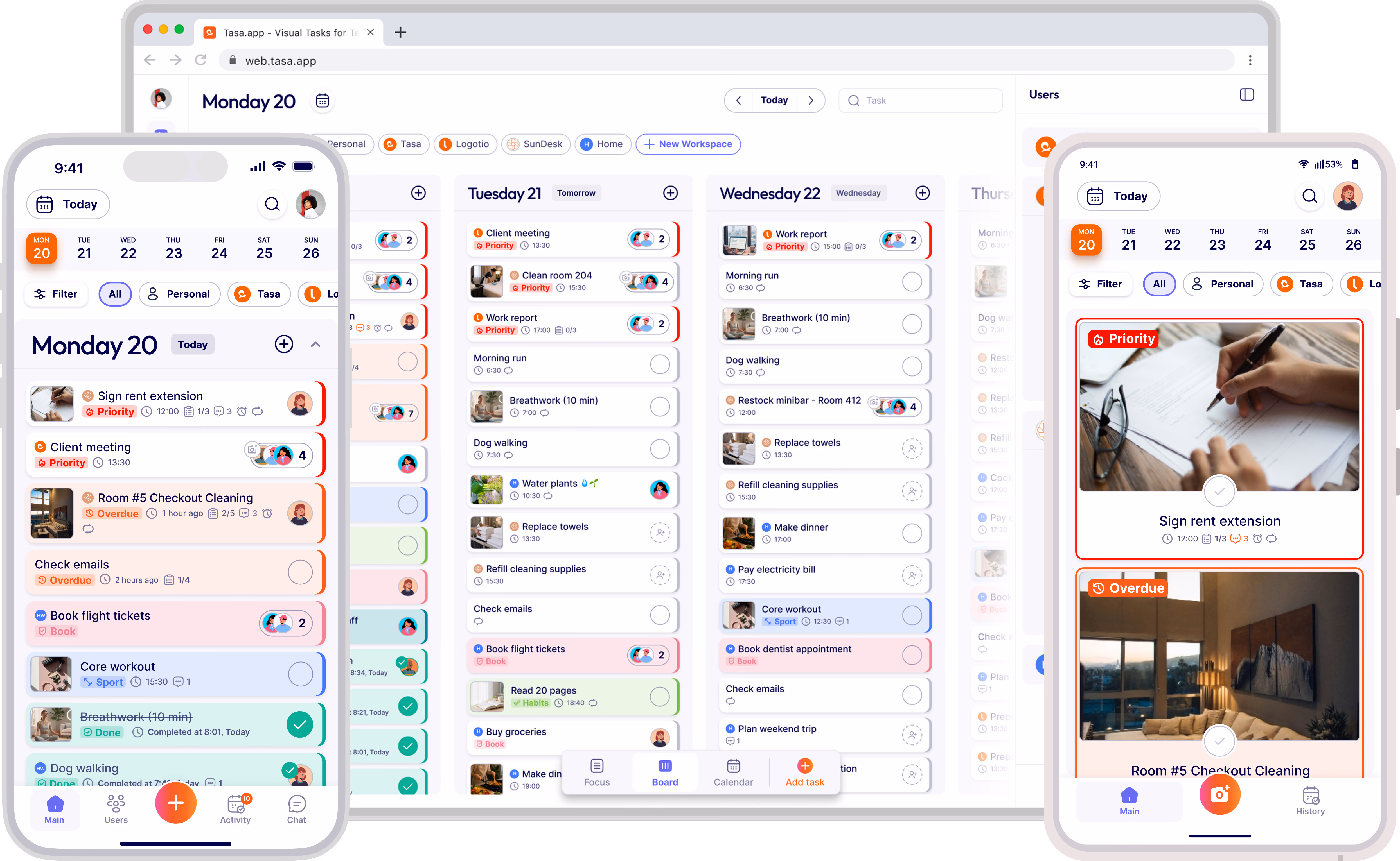 Tasa user interface task management app mobile & web