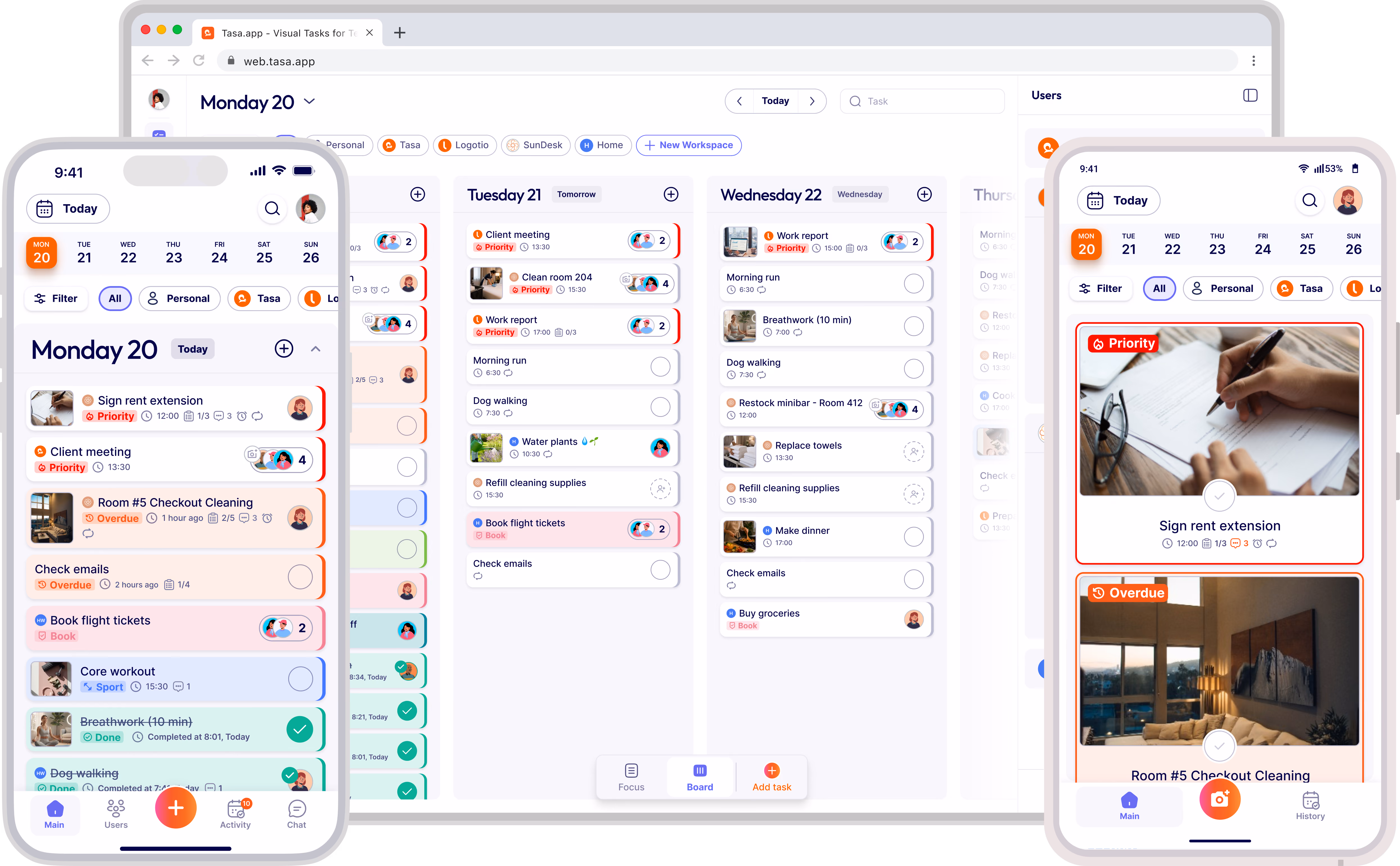 Tasa user interface task management app mobile & web