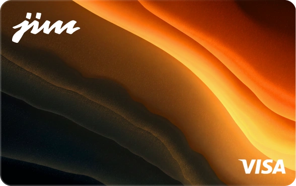 Jim Visa business card with orange gradient design