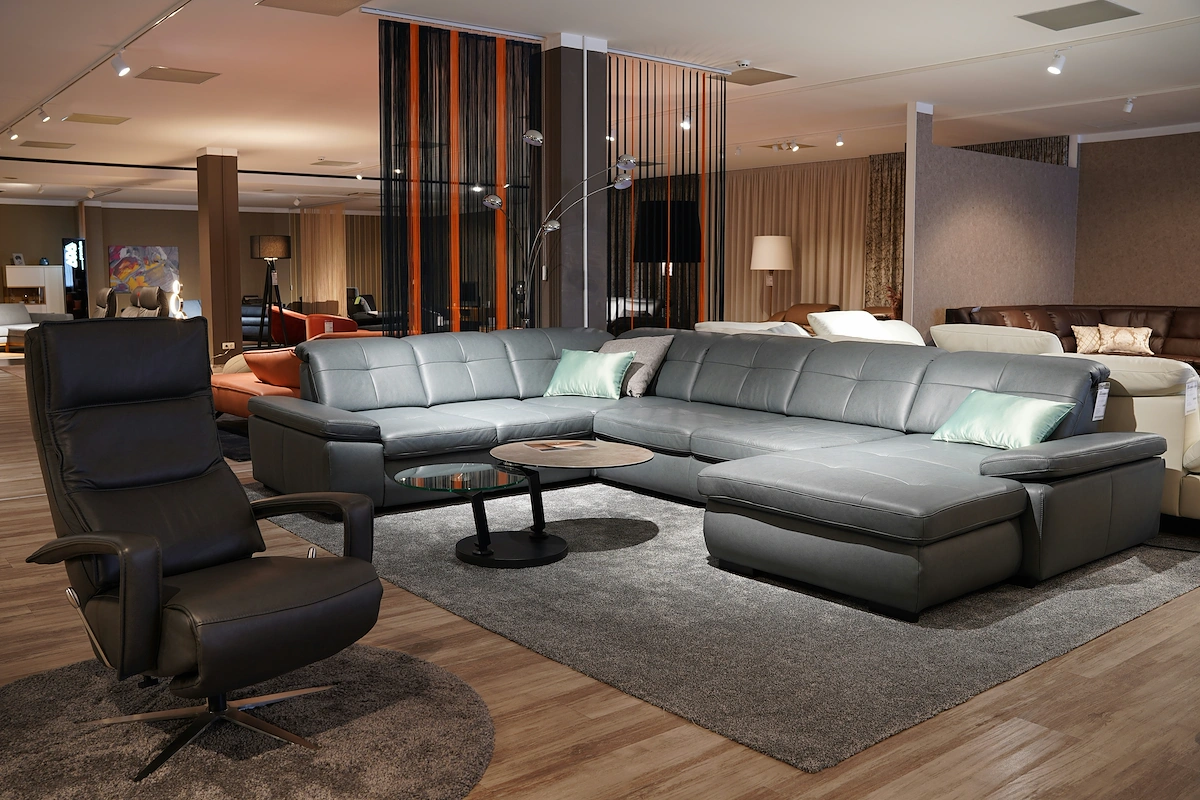 Sofas displayed in furniture store
