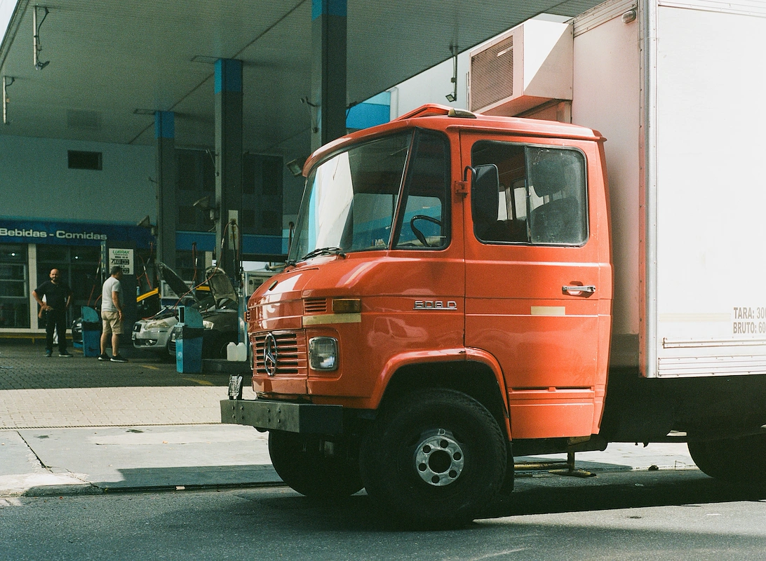 Fuel tanker truck on road