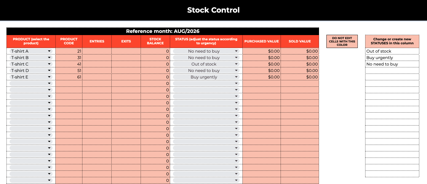 JIM's Inventory Spreadsheet Template
