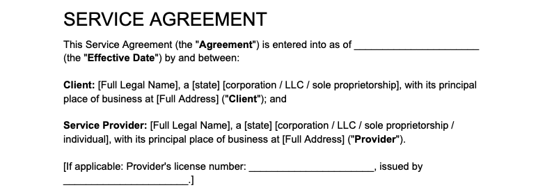 JIM's Service Contract Template