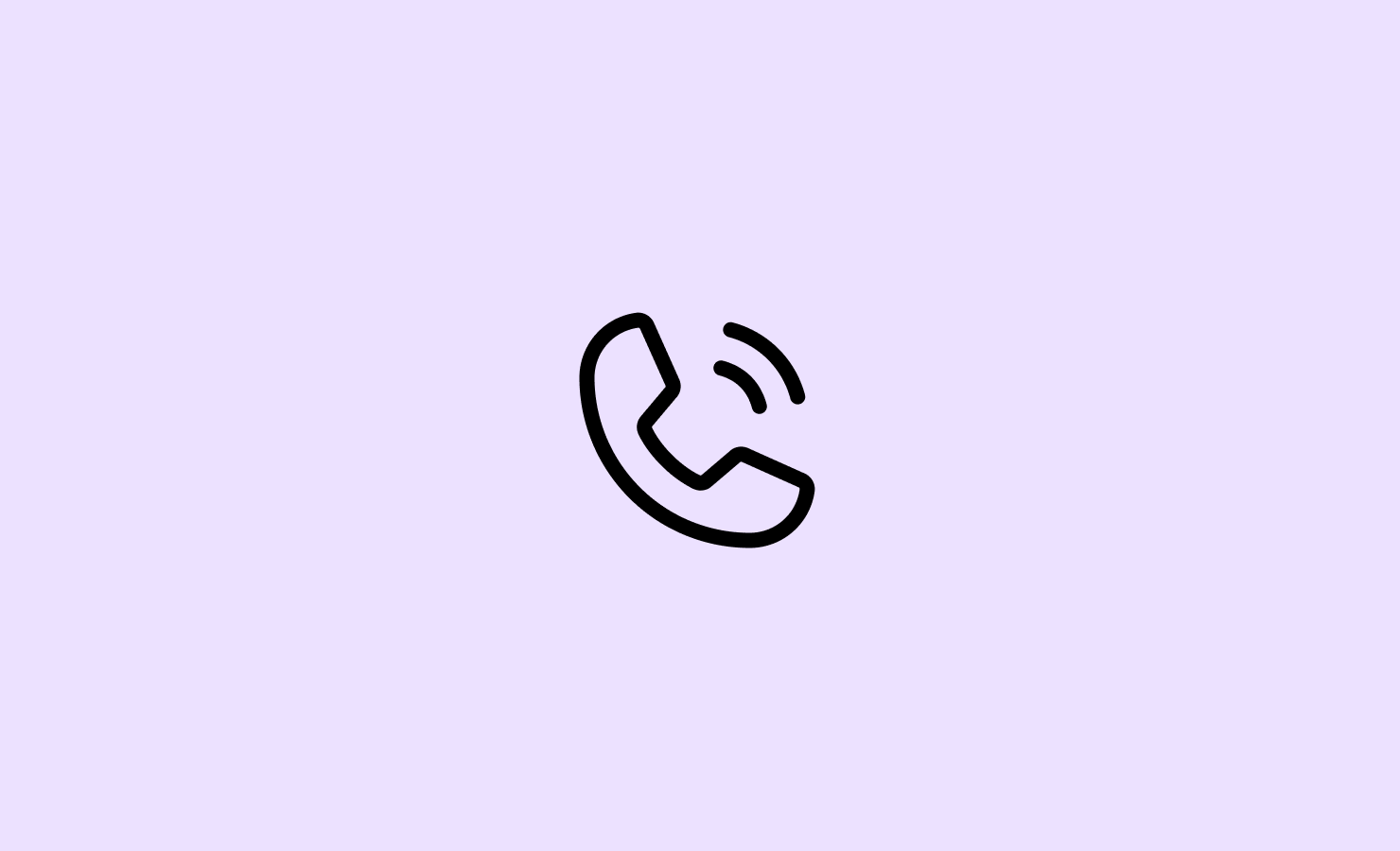 Minimal call icon on light purple gradient background, symbolizing call center trends.