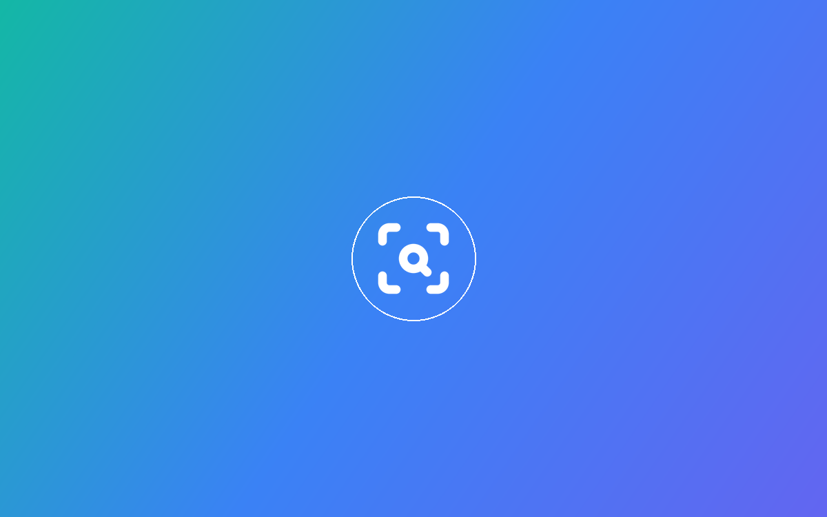 AI quality management scan search icon on teal blue gradient background