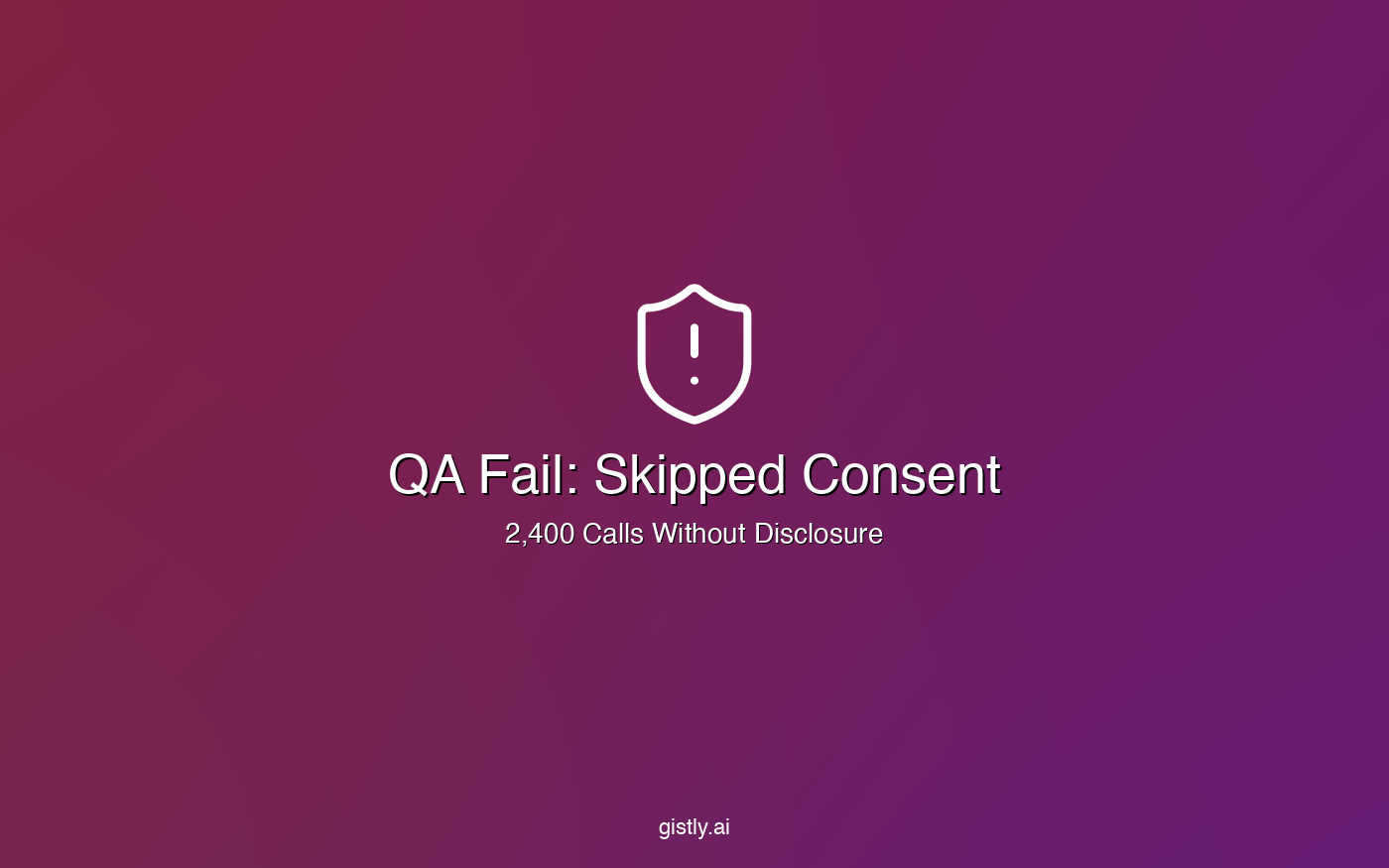 QA failure scenario showing missed consent violations detected by AI call auditing