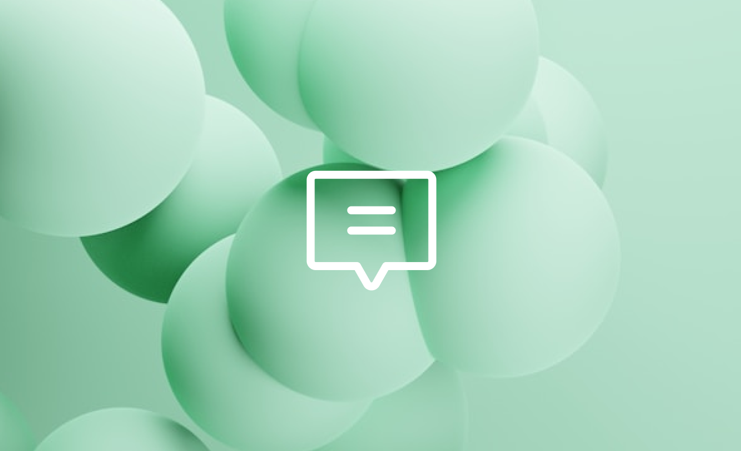 Minimal conversations icon on light green abstract background, symbolizing CRM conversation data