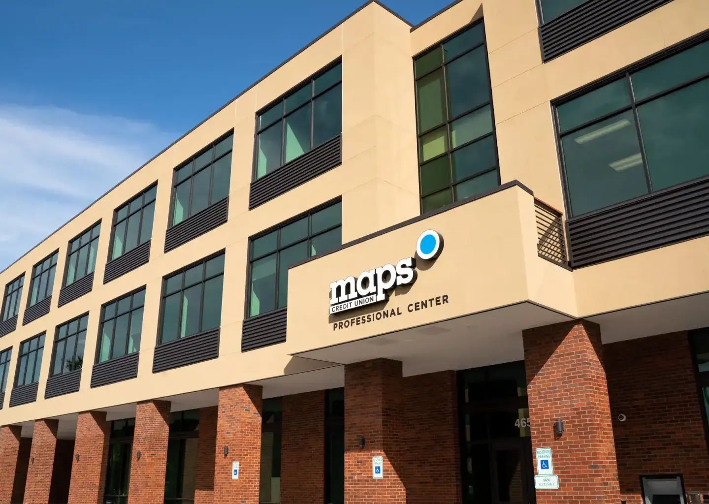 MAPS Credit Union Professional Center office building with branded signage.