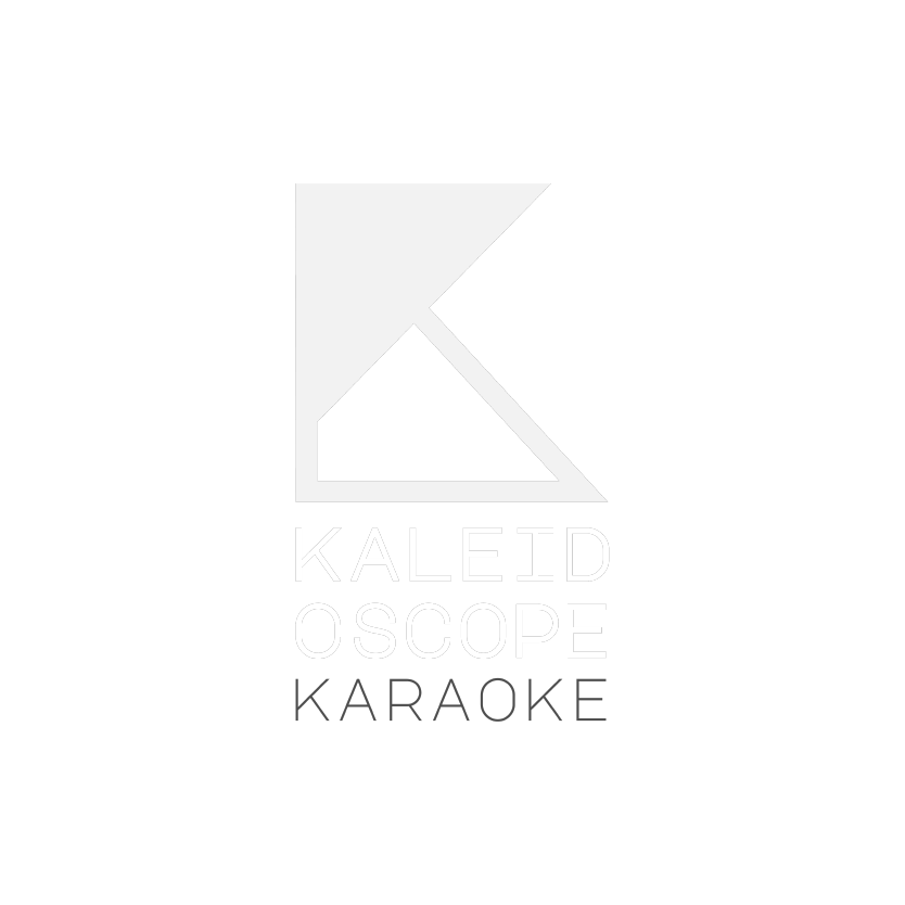 The logo of a karaoke bar called Kaleidoscope. The logo is geometric, flat & white. The geometric shape resembles the letter 'K'.