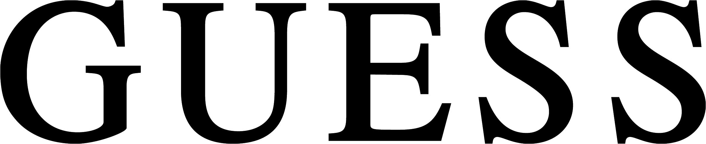Guess logo in large black bold letters on white background