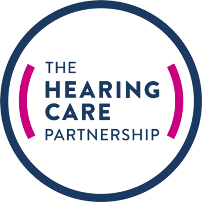 The Hearing Care Partnership logo with blue and pink circular design