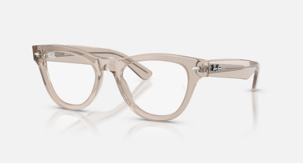 Clear transparent cat-eye glasses frame on white background