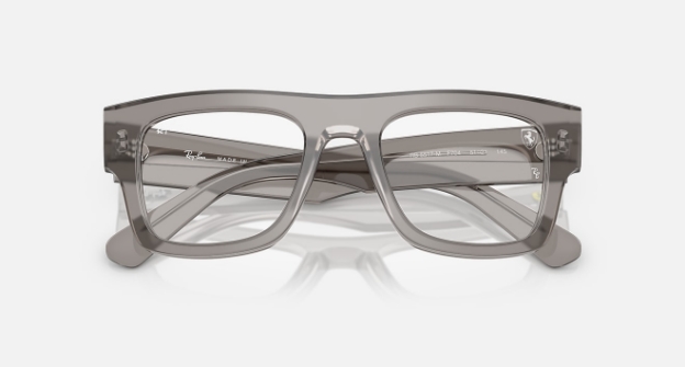 Gray translucent rectangular eyeglasses frames on white background
