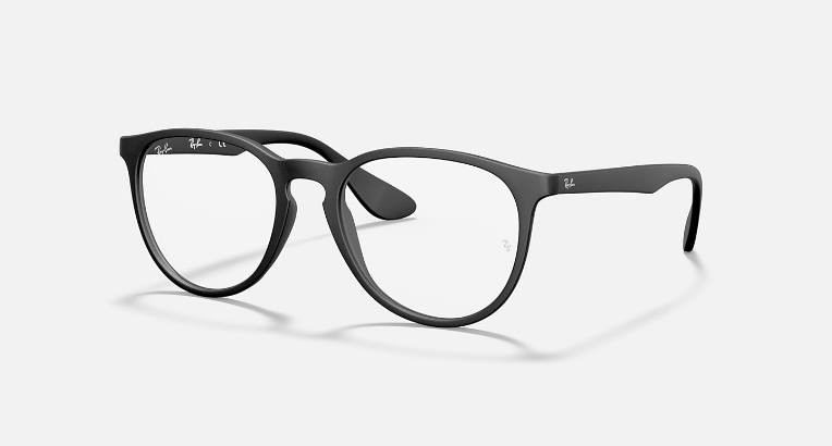 Black Ray-Ban eyeglasses with round frames on white background