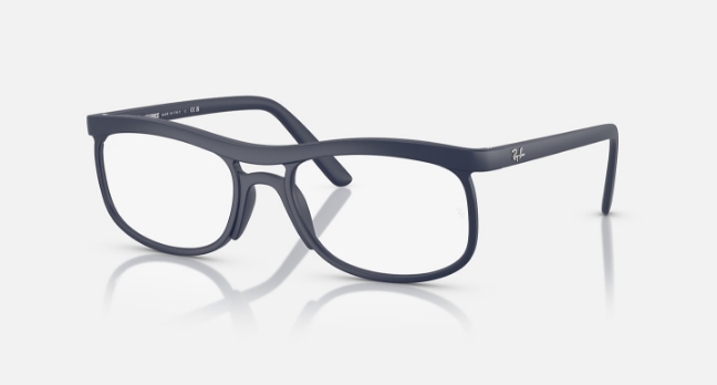 Dark blue rectangular Ray-Ban eyeglasses with clear lenses