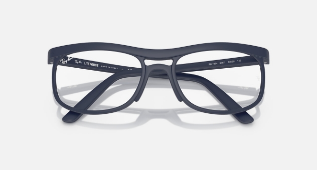 Black Ray-Ban eyeglasses with thick frames on white background