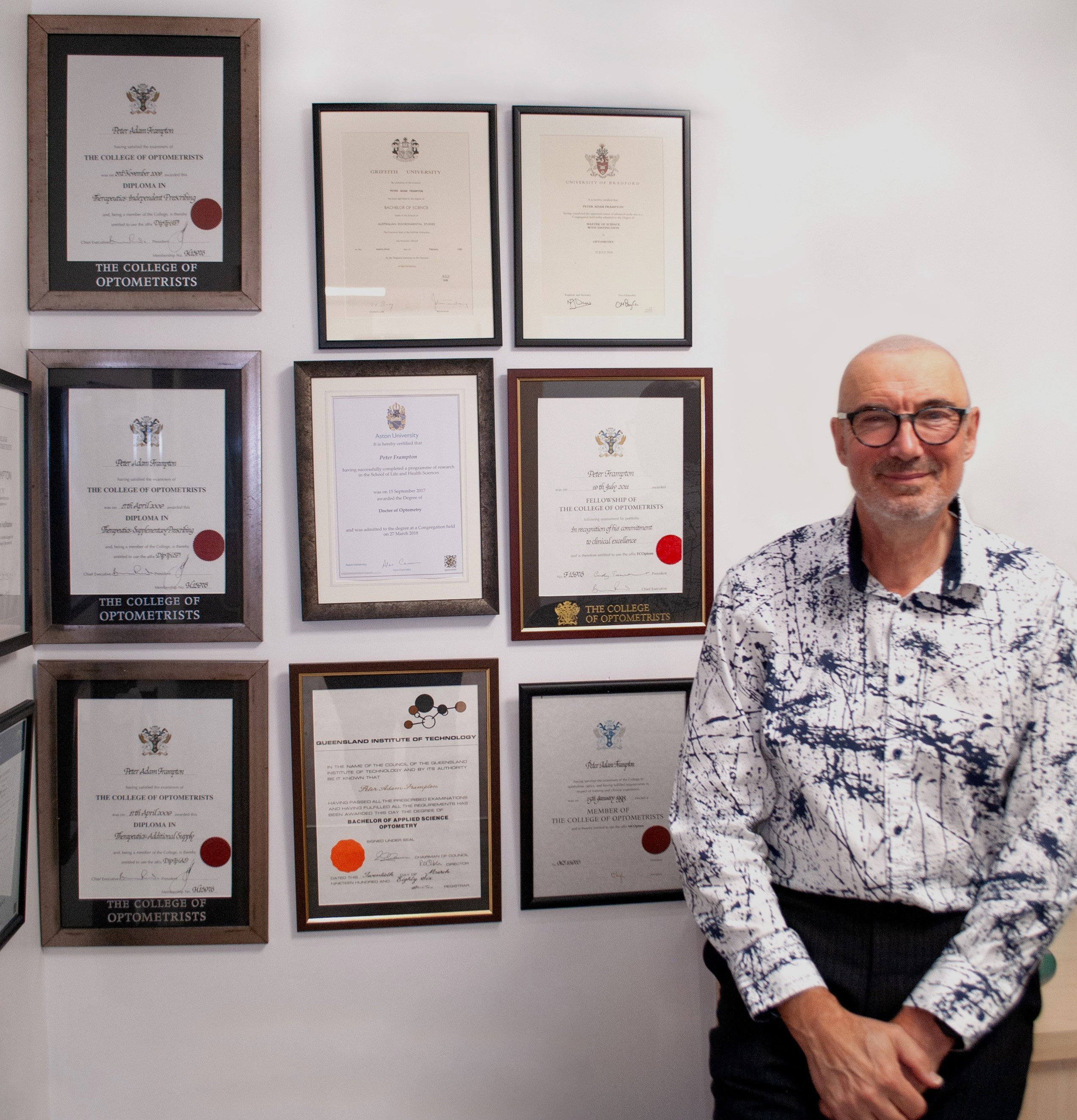 Dr Peter Frampton
Senior IP Optometrist & Director

DOptom MSc FCOptom BAppSc(Optom)(AUS) | DipTp(AS) DipTp(SP) DipTp(IP) Medical (IP) | Optometrist; Glaucoma Specialist