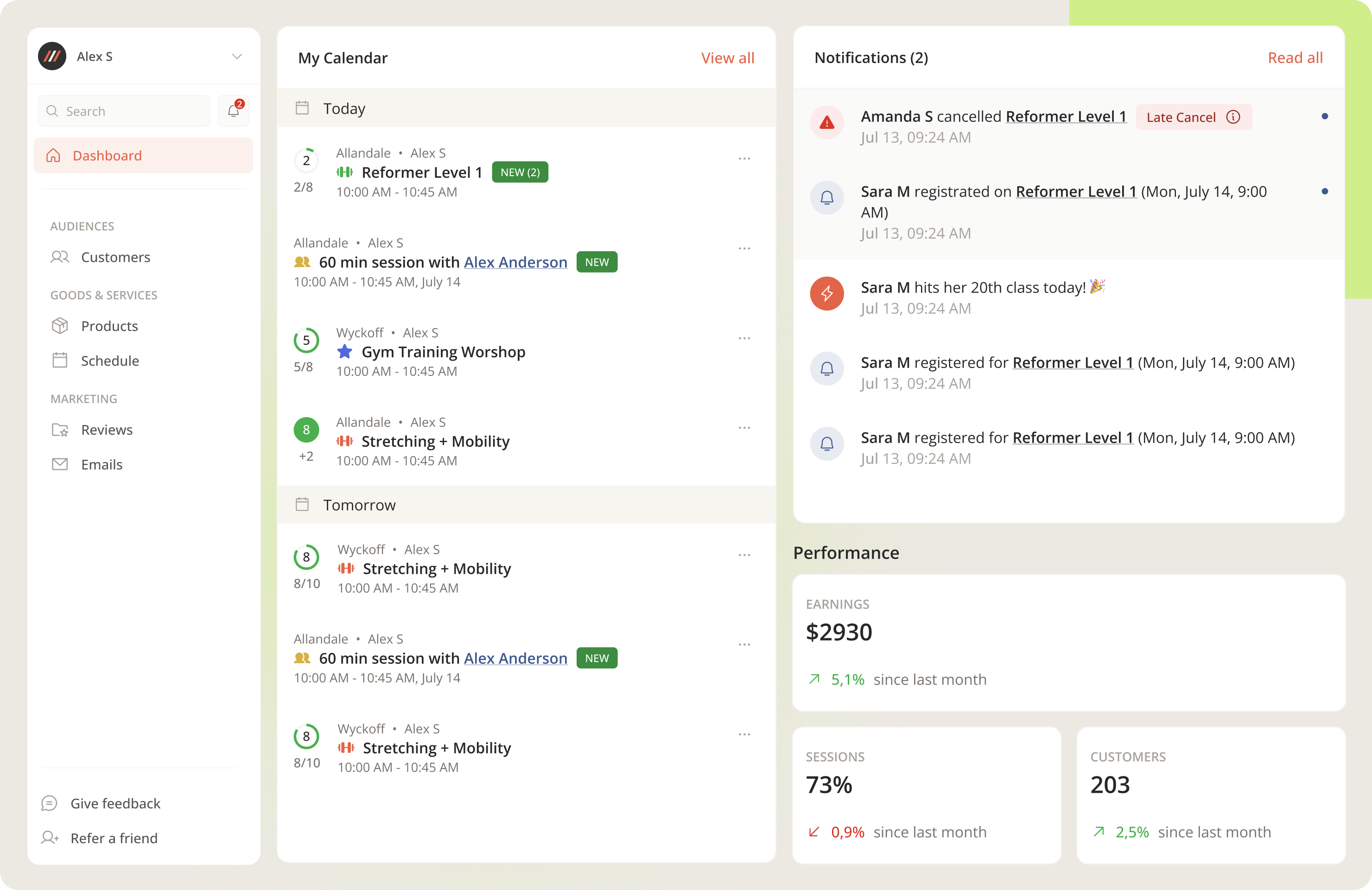 fitness booking and marketing software