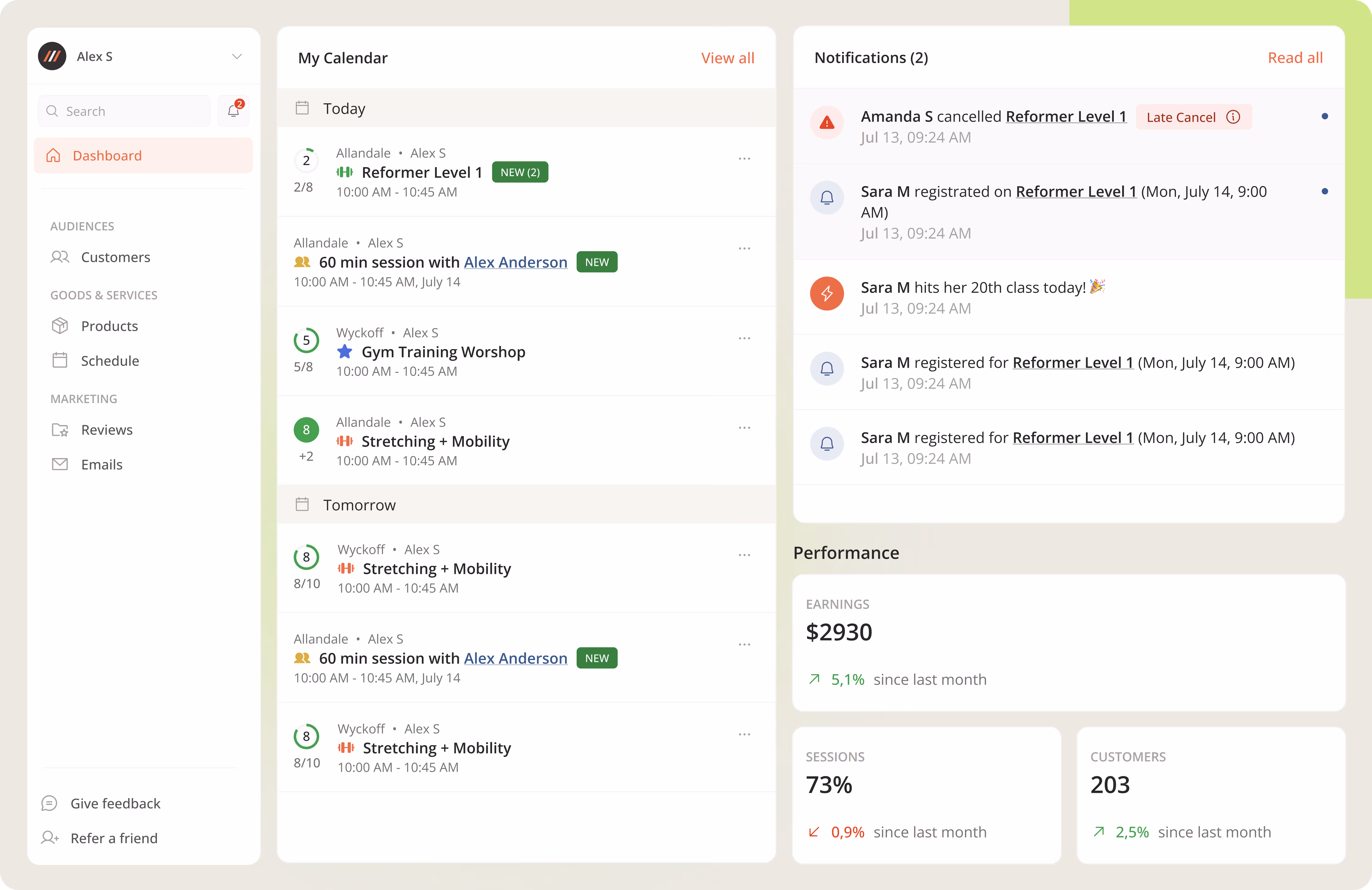 fitness booking and marketing software