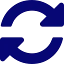 Blue refresh or reload circular arrow icon on transparent background.