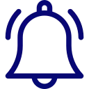 Blue notification bell icon.