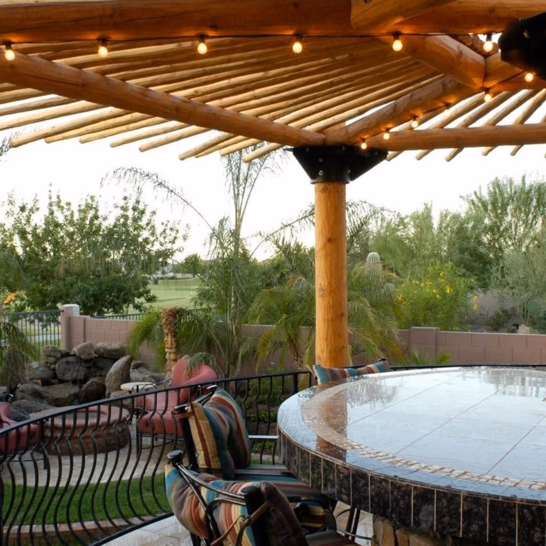 backyard underneath a shade structure