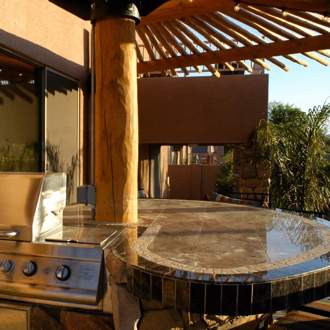 close up of an outdoor kitchen area