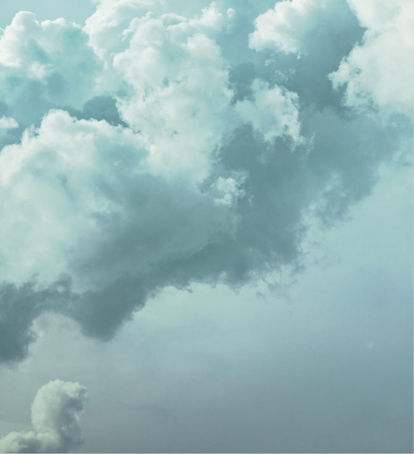 A heavenly image of clouds in a lovely gradient of ice, cyan, and turquoise blues, meant to evoke imagery of Salvation through Jesus Christ, showcased on Harvest Church’s website