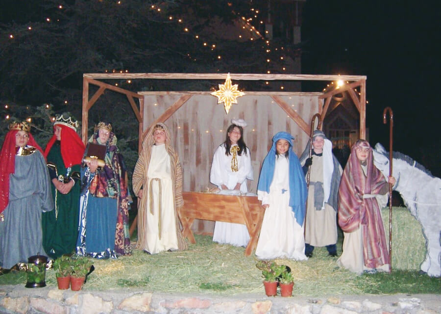 Kids dressed up in a Christmas Nativity scene performance during the Harvest festival in 2007