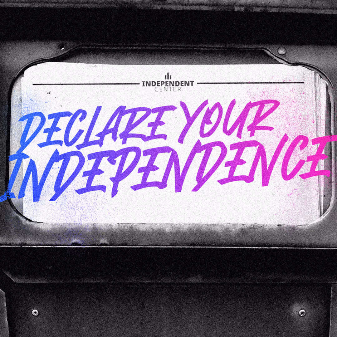 "Declare Your Independence" stylized graffiti text