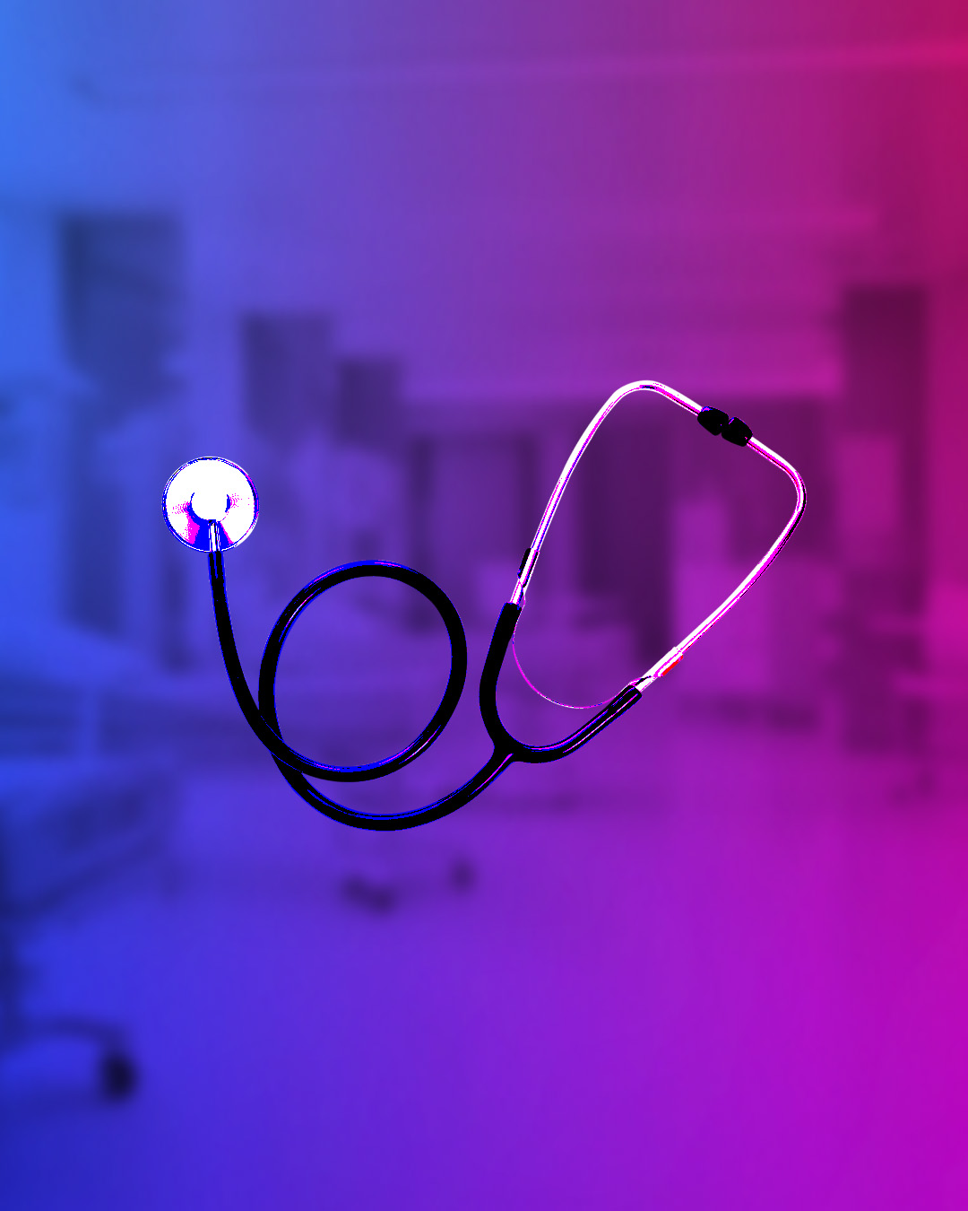 Stethoscope in front of a hospital room, representing medicaid in America 