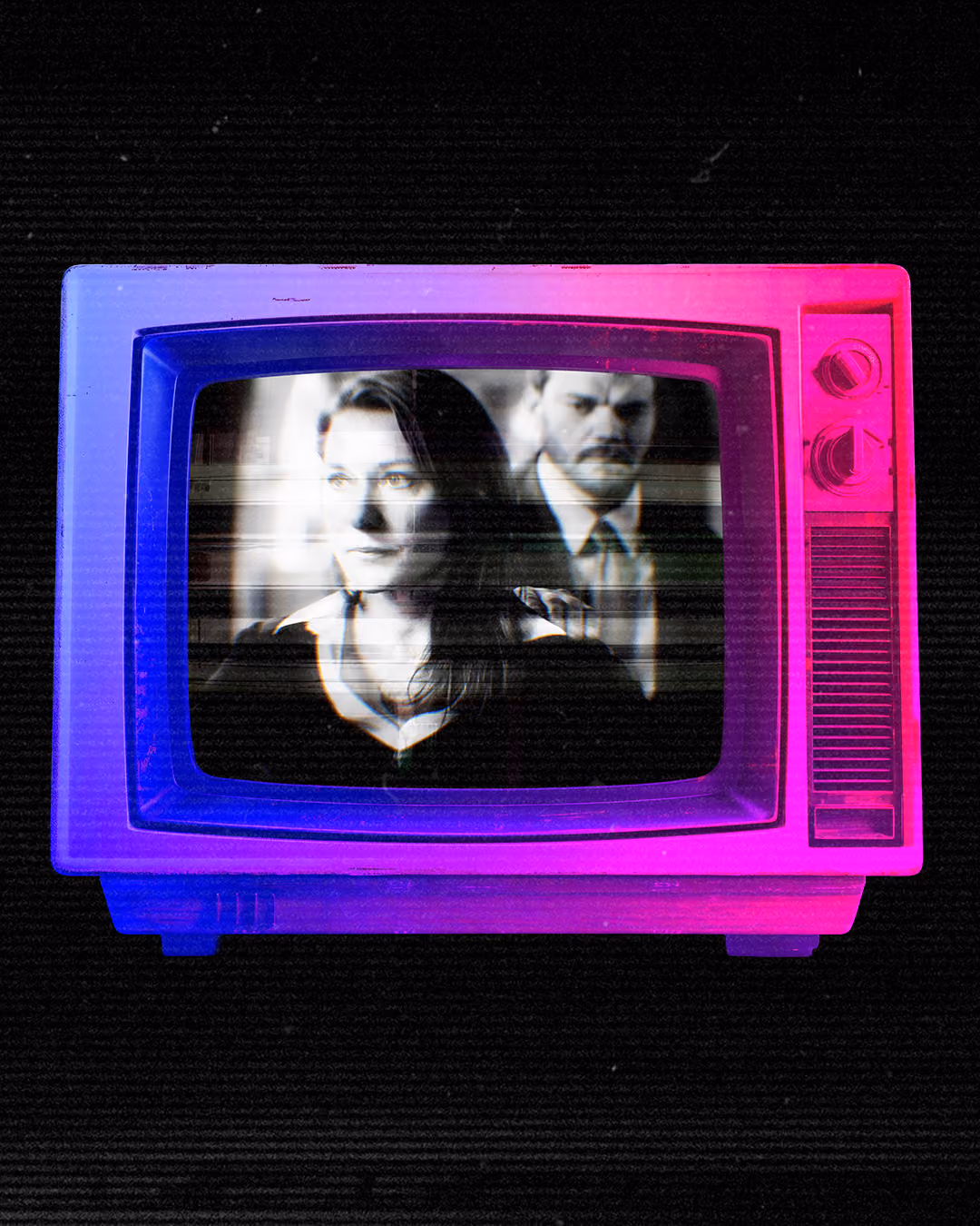 Vintage television showing the Danish Netflix show Borgen