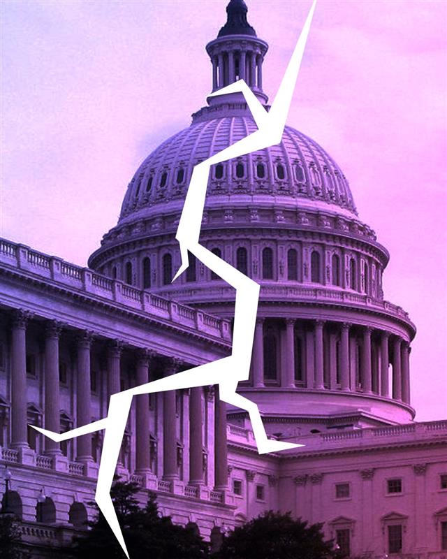 US Capitol splitting down the middle
