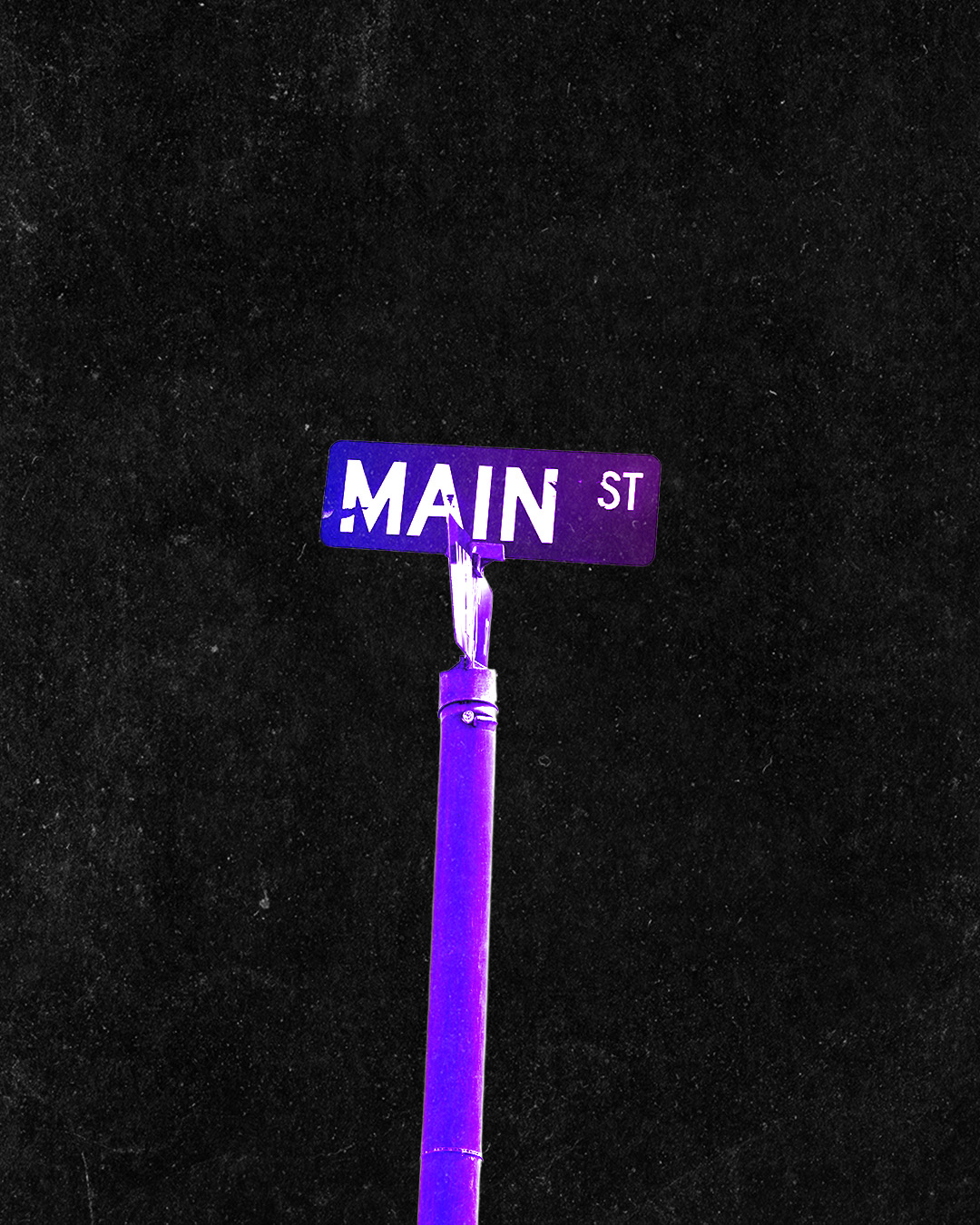 Main Street street sign with a purple gradient, representing the Independent Center