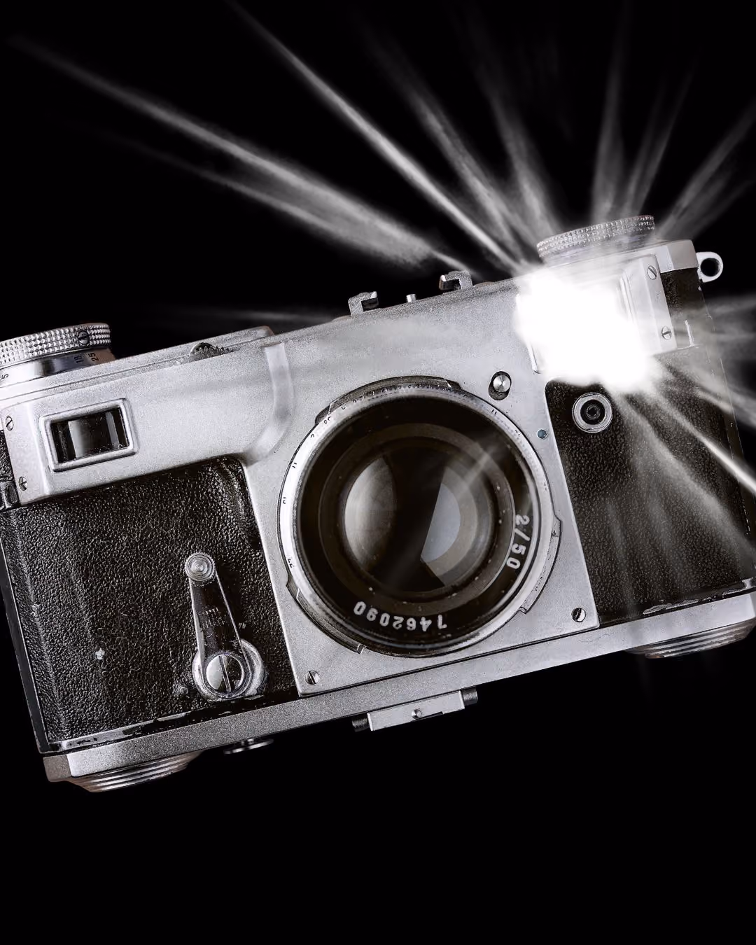 camera with flash going off