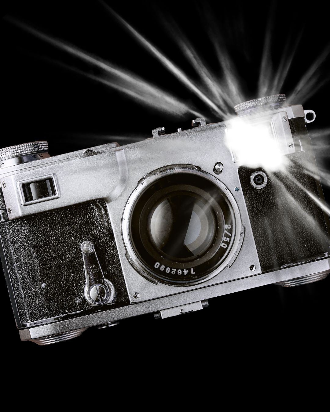 camera with flash going off