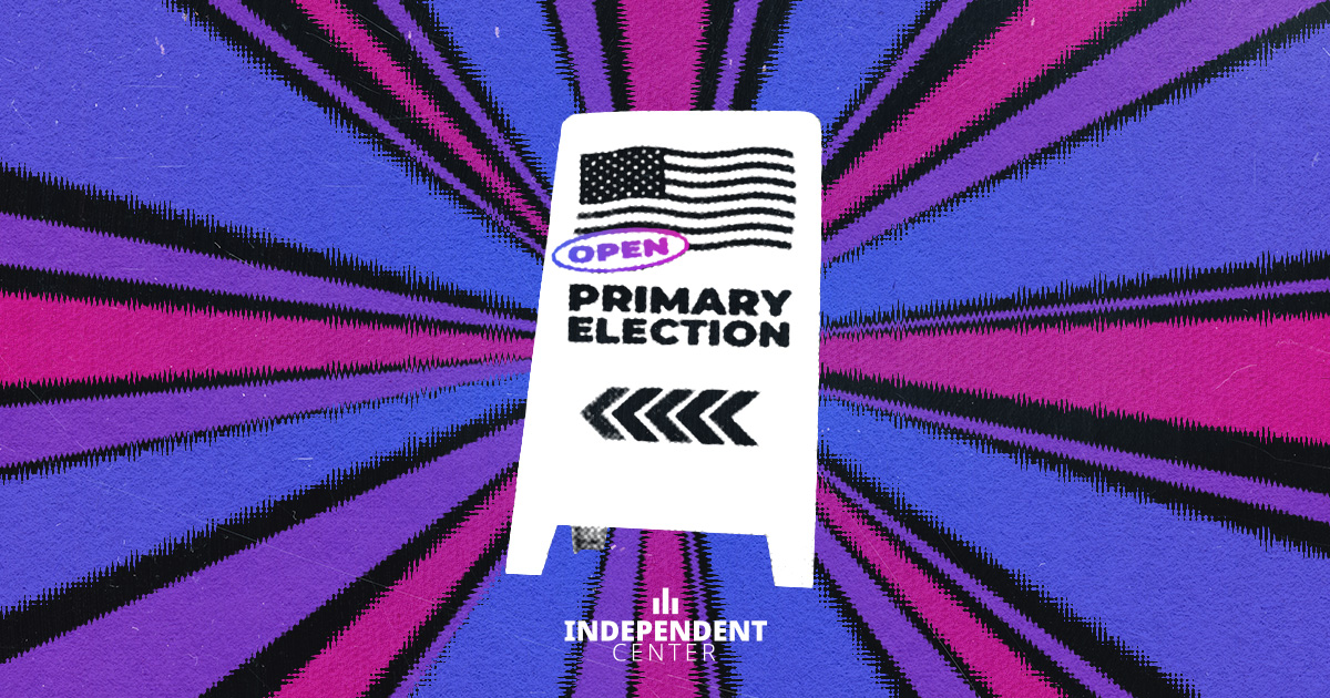 Open Primary Election sign with an artistic filter surrounded by a starburst design