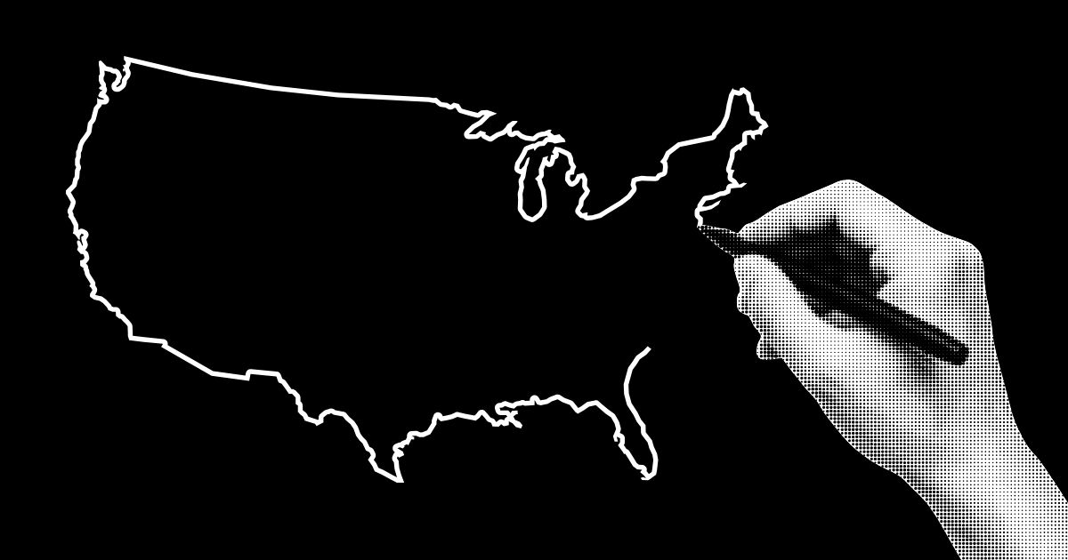 hand drawing United States outline