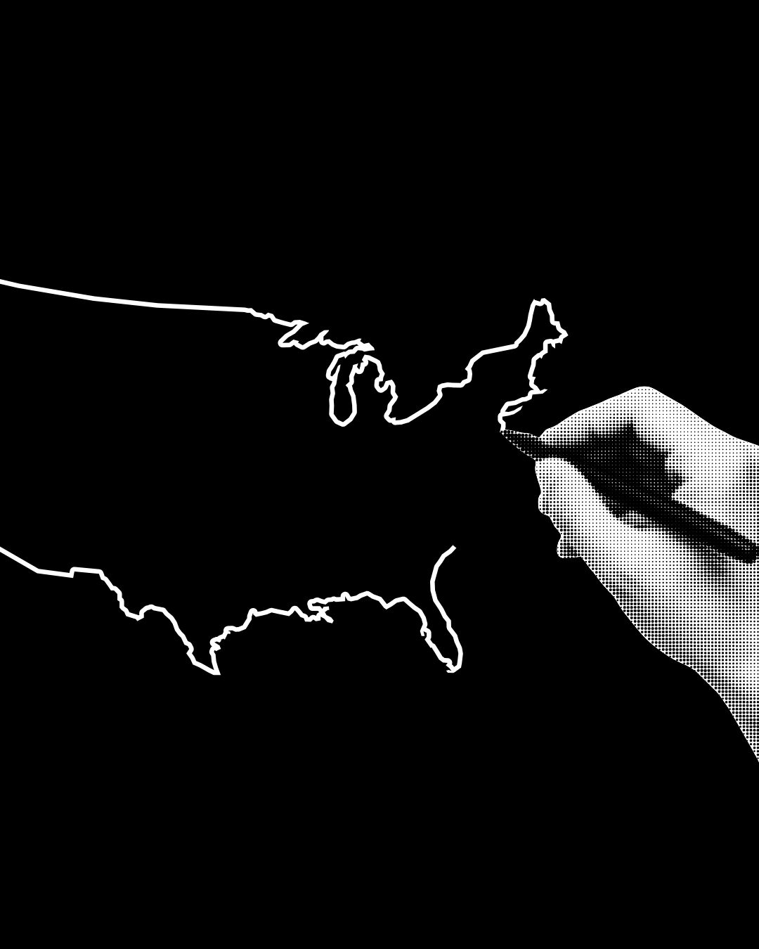 hand drawing United States outline