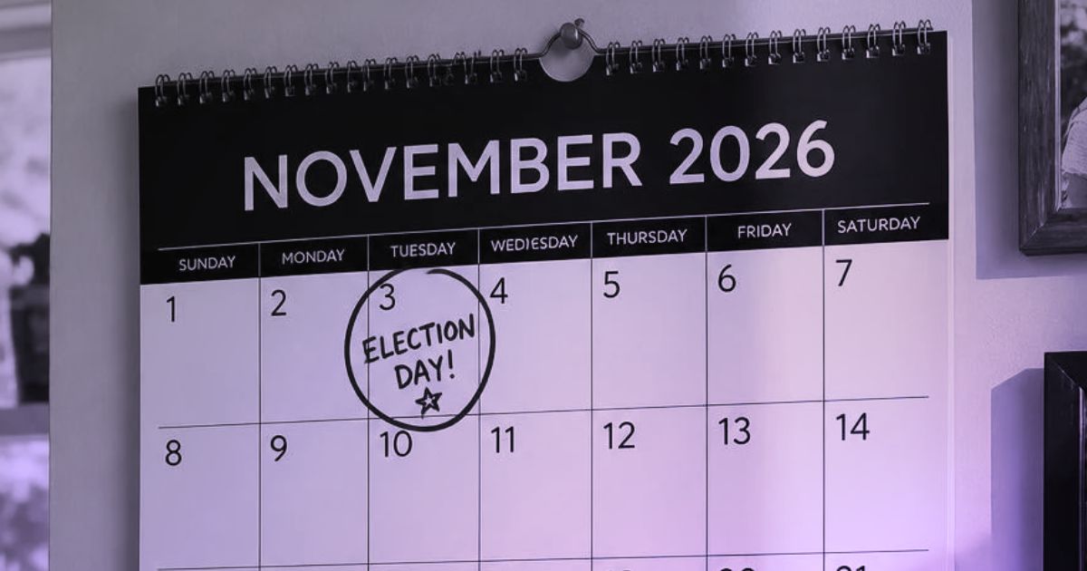 calendar with November 3rd, 2026 circled for election day