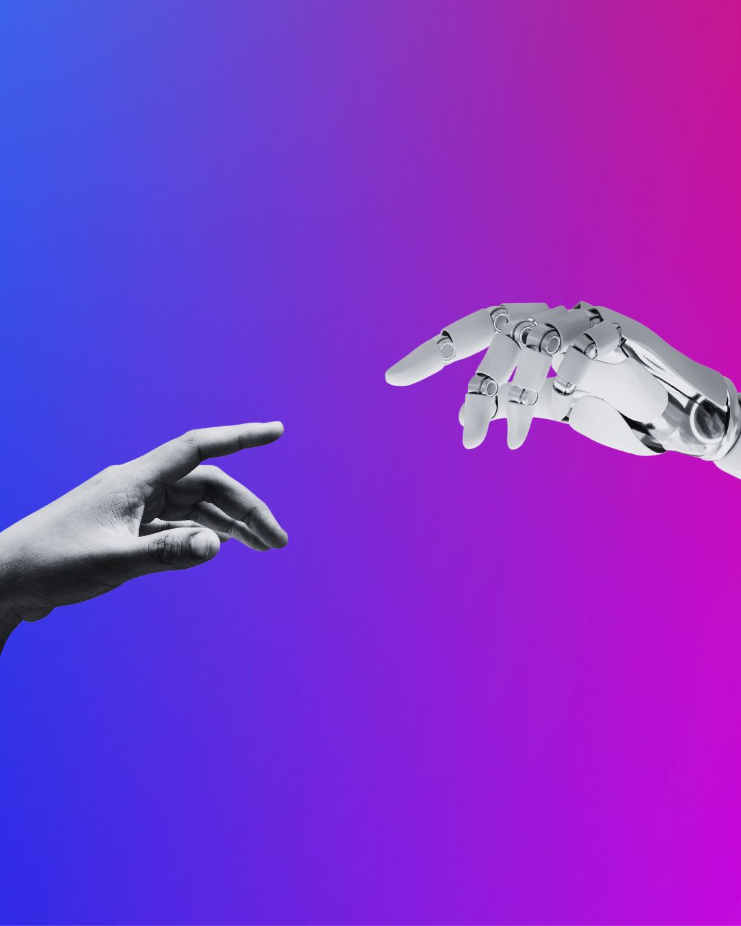 human hand reaching out for a robot hand