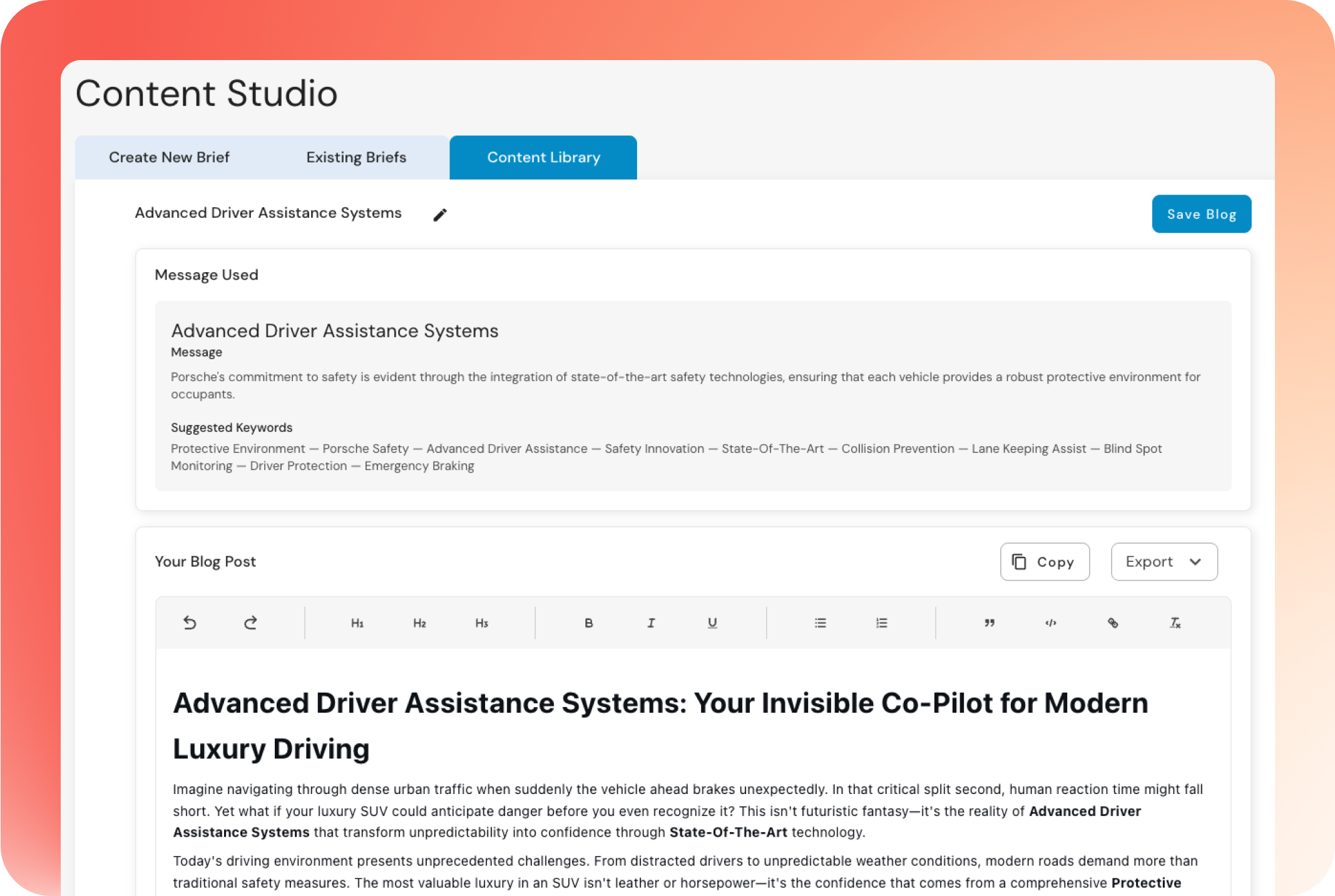 Content Studio example