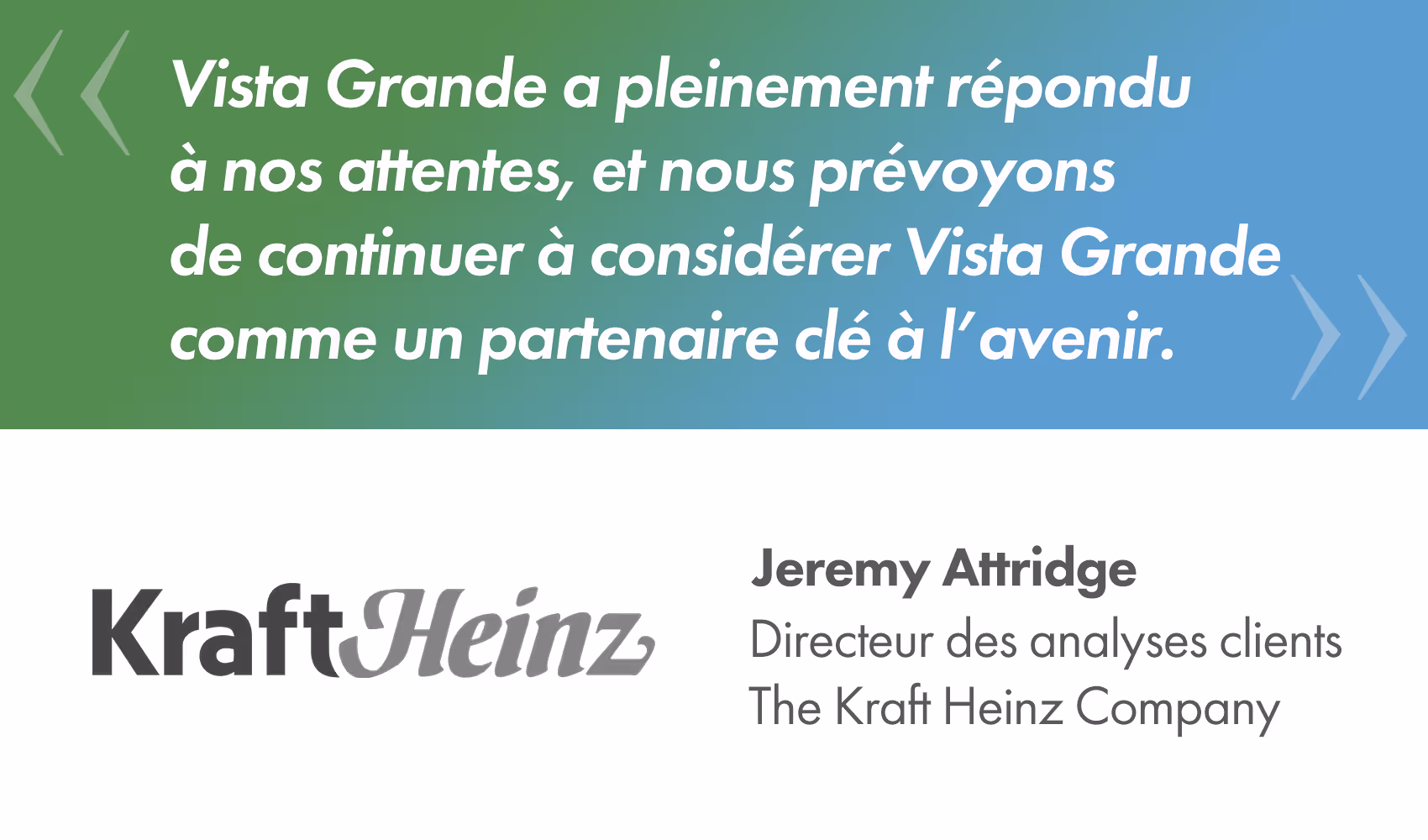 Quote praising Vista Grande as a true partner for top-tier client service by Scott Stone of Primo Brands.